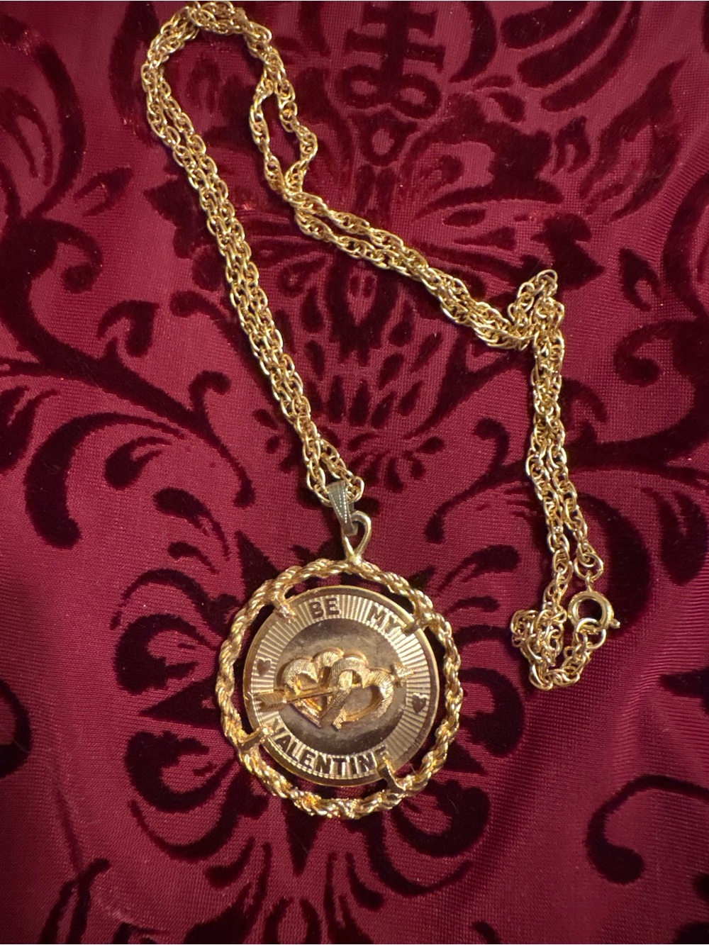Vintage Gold-Tone Valentine Pendant Necklace